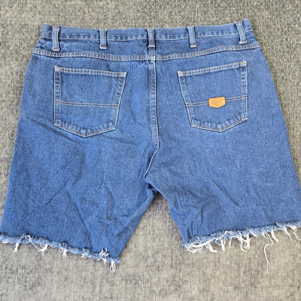 Red Kap Cutoff Denim Shorts Cotton Mens 44 Blue Raw Hem Workwear Casual - Picture 8 of 13